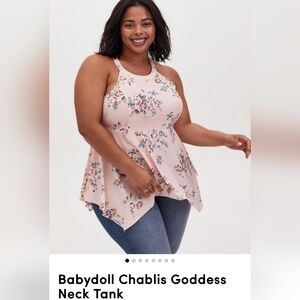 Torrid Floral Pink Babydoll Neck Tank